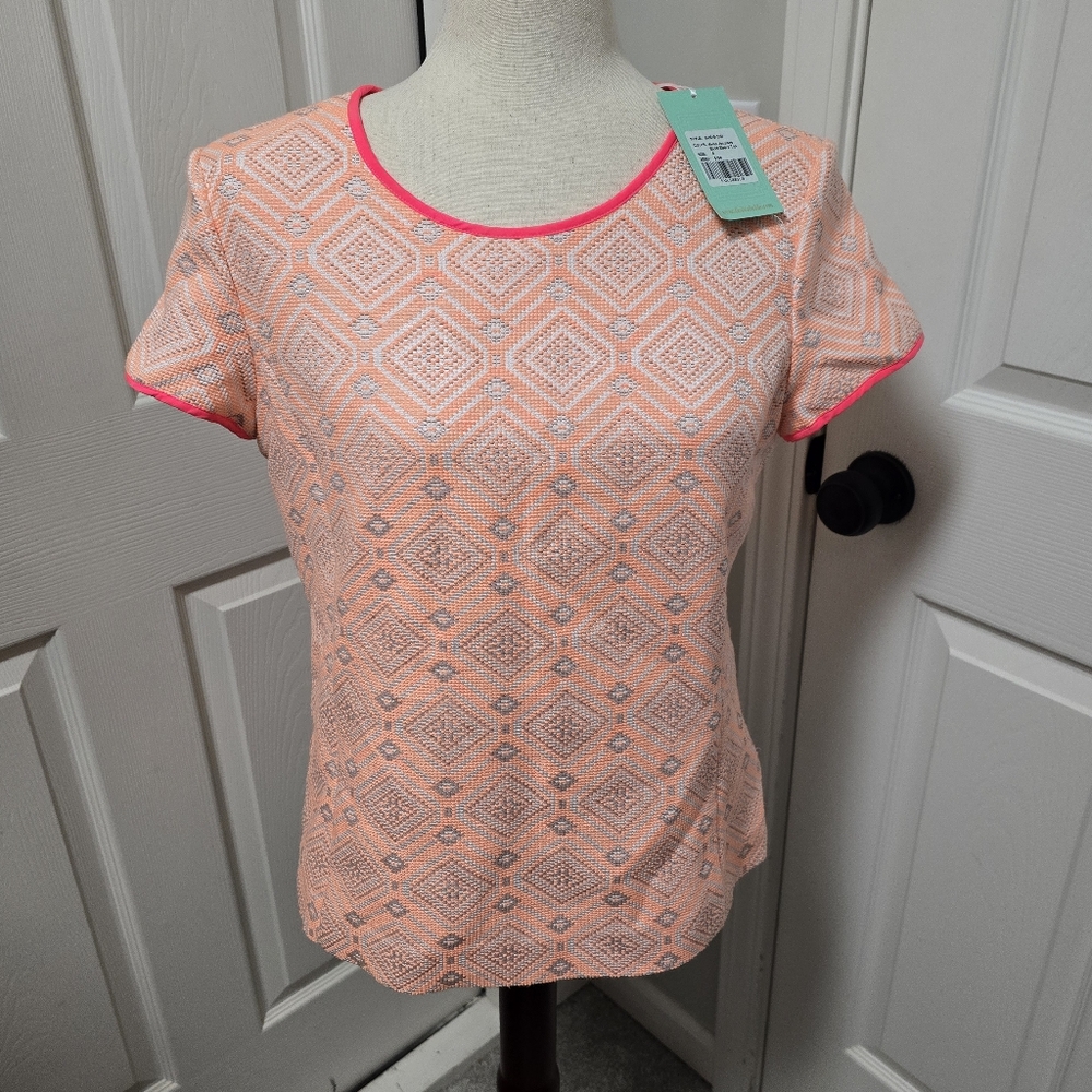 Sail to Sable Womens Coral Geometric Blouse Size Small